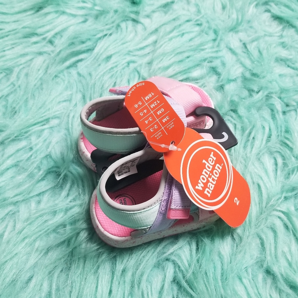 NWT Wonder Nation Baby Girl Colorblock Summer Sport Sandals Size 2 - Picture 7 of 10